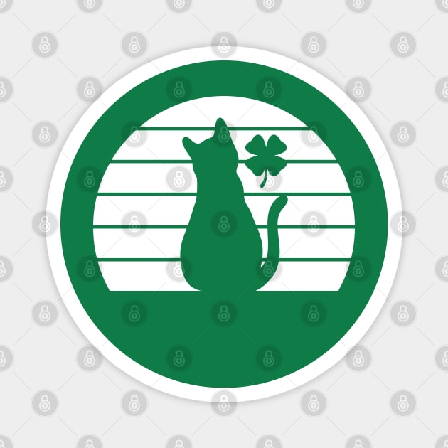 St Patricks Day Cat Lucky Shamrock (White) Magnet by yoveon